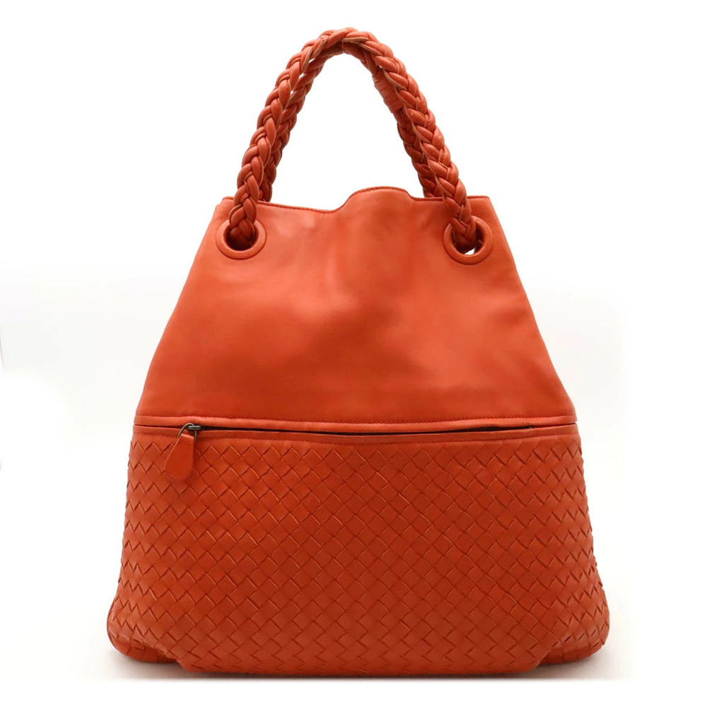 BOTTEGA VENETA Intrecciato Drawstring Shoulder Bag Red